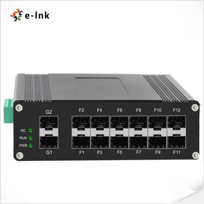 China Interruptor manejado L2+ industrial 12 1000X portuario SFP de la fibra + 2 interruptor de red del gigabit del puerto 1000X en venta
