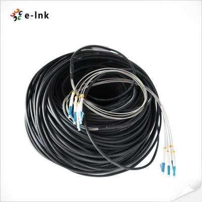 China Outdoor Armored OS2 9/125μm 4 Core SM Fiber Patch Cable 50 Meters LC To LC Connector for sale