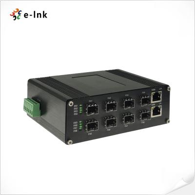 China Fiber Optical Switch 8 Port 1000BASE-X SFP To 2 Port 10/100/1000Base-T Ethernet Fiber Switch for sale