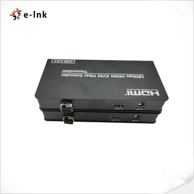 中国 Fiber Video Converter 4K HDMI 2.0 KVM USB Over Fiber Optic Extender Video Signals Up To 10km Over SMF 販売のため