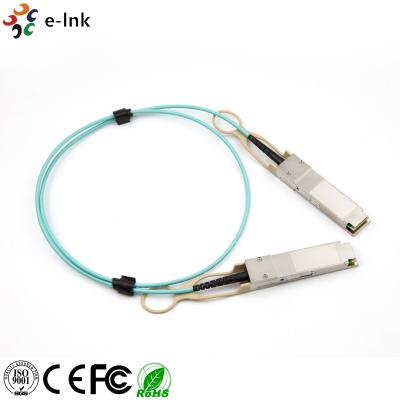 China Cable óptico activo de 100 Gbps de QSFP28 a QSFP28 OM3 longitud del cable de PVC opcional en venta