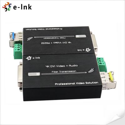 China 4K DVI Fiber Converter With RS232 Data Simplex LC Connector 20KM Transmitter Receiver for sale