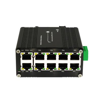 China Mini 10 Port 10/100/1000T Gigabit Compact Industrial Ethernet Switch Din Rail Mounting for sale