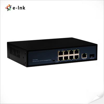 China PoE Switch 8 Port 10/100/1000T 802.3at to 1-Port Uplink Ethernet and 1-Port Gigabit SFP for sale