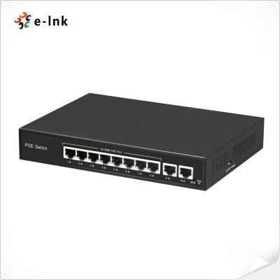 China 8 Port 10/100BASE-T 802.3at PoE To 2-port 100BASE-T Uplink Ethernet Switch 30W for sale