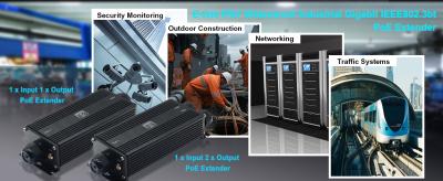 Chine Extendor industriel PoE Gigabit IP67 étanche à l'eau (1 x entrée 2 x sortie) à vendre