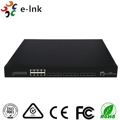 China 12 10G SFP+ vezelpoorten + 8 10/100/1000M koper RJ45-poorten Managed Ethernet Fiber Switch for sale