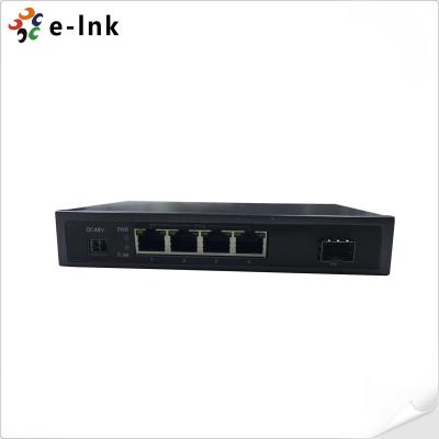 中国 10/100/1000Mbps PoE-PSE 光ファイバー-銅線イーサネットスイッチ：1 SFP + 4 PoE 販売のため