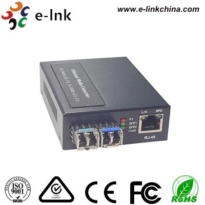 China 1x10/100BASE-T에서 2x100BASE-X에 내장 전원 공급 장치와 함께 SFP 미디어 변환기 for sale