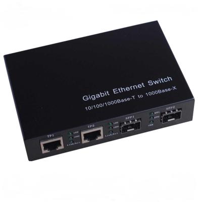 China 10/100/1000M Media Converter 2-TX + 2-FX ((SFP) Port Fiber Switch for sale