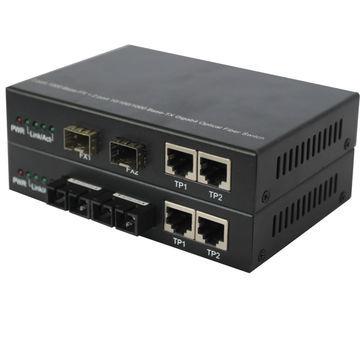 中国 10/100/1000M メディアコンバーター 2-TX + 2-FX ((SFP) ポートファイバースイッチ 販売のため