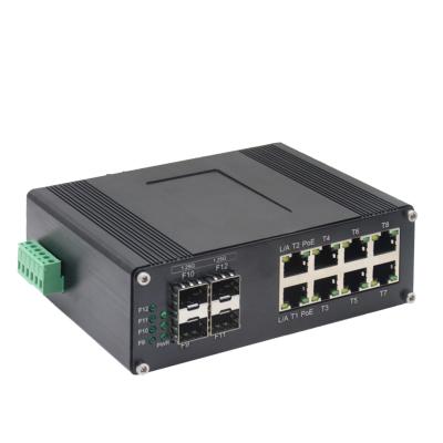 China Commutateur Ethernet SFP à 8 ports industriels 10/100/1000T 802.3at PoE + 4 ports 1000X for sale