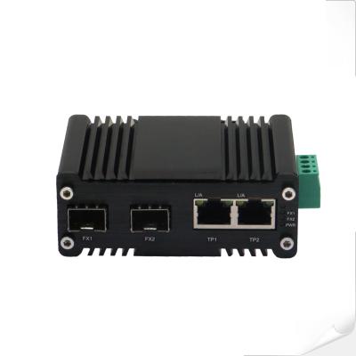 China Mini switch industriale Ethernet 10/100/1000Base-T a 2 porte + 100/1000Base-X SFP Ethernet a 2 porte for sale