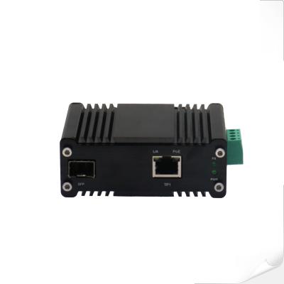 China Mini Industrial 100/1000BASE-X SFP to 10/100/1000BASE-T 30W PoE+ Media Converter for sale