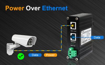 China Industrial Gigabit 95W 802.3bt PoE++ Injector (12~48VDC) Supports DIN-Rail and Wall-mount installation for sale