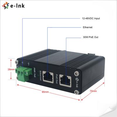 China 12~48V DC Power Input Industrial Gigabit PoE+ Injector for sale