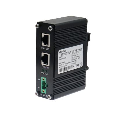 China 12~48V DC Power Input Industrial 2.5G PoE+ Injector for sale