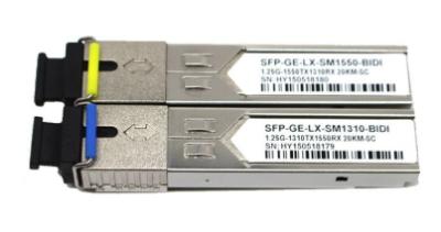 China 1.25Gbps SFP Bi-Directional Transceiver, 3km di raggiungimento 1310nm TX / 1550nm RX for sale