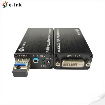 China Mini DVI Fiber Optic Extender With External Stereo 20km Range 1600*1200 @60Hz for sale