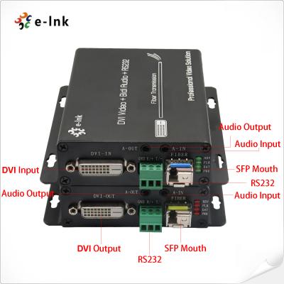 Chine DVI + 1Ch Audio stéréo bidirectionnel + 1Ch RS232 sur le prolongateur à fibre optique à vendre