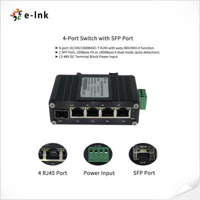 China Os ethernet industriais da montagem do ruído do gigabit de ELink comutam o porto 5 Unmanaged à venda