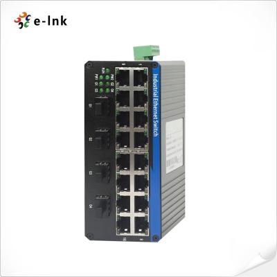 China 16 Port Industrial Unmanaged Ethernet Switch with 10/100M Auto-Negotiation, 4x1000Base-FX SFP, Redundant Dual DC Power for sale