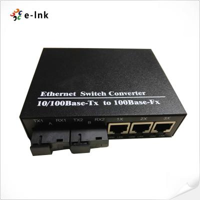 China Puerto 3TX de SFP del interruptor de Ethernet del convertidor de los medios de la fibra de 10/100 M en venta