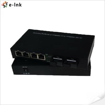 China 2 SC Port Industrial Fiber Switch Ethernet Media Converter 4TX for sale