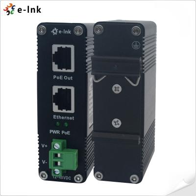 China DIN Rail Industrial 802.3at 30W Gigabit PoE Injector Adapter 12~48VDC Power Booster for sale