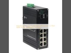 インダストリアル L2+ 8-ポート 10/100/1000T 802.3at PoE + 2-ポート 1000X SFP マネージド イーサネット スイッチ