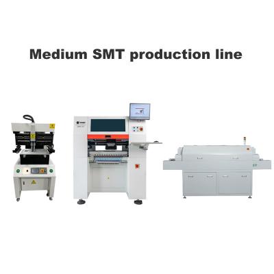 China Medium SMT Line 3250 Screen Printer, 6 Heads SMT Pick and Place Machine, 830 Reflow Oven zu verkaufen