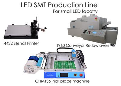 China Linha de produção CHMT36 do diodo emissor de luz SMT Chip Mounter, impressora do estêncil, forno T960 do Reflow, para a fábrica pequena à venda