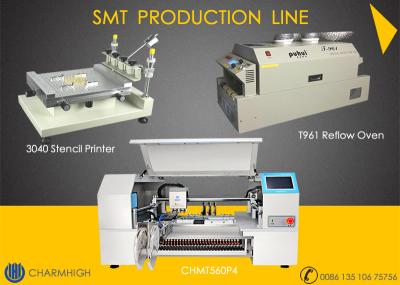 China La alta línea 60 alimentadores 4 de SMT de la configuración dirige la impresora 3040 de la goma de la máquina de CHMT560P4 SMT P&P/del horno T961/de la soldadura del flujo en venta