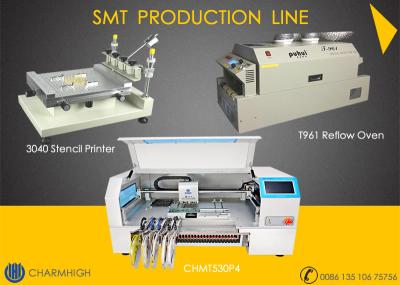 Китай Предварительная производственная линия SMT, 4 головы комплектует и устанавливает машину CHMT530P4, 3040 принтер, печь Reflow T961 продается