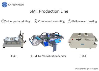 중국 진보적 SMT 생산 라인, 3040 스텐실 인쇄기 / CHMT48VB Pnp 기계 / 리플로우 오븐 T961 판매용
