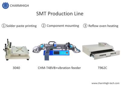 China Linha de produção 3040 picareta e lugar de SMT do forno do Reflow de T962C do tampo da mesa de Chmt 48vb da impressora do estêncil à venda