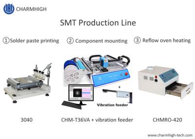 China Small PCB Assembly Line Stencil Printer 3040 , CHMT36VA Smt Machine , 420 Reflow Oven for sale