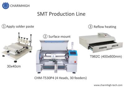 China 4 Heads SMT Chip Mounter Stencil Printing T962C Reflow Oven PCB Assembly Line for sale