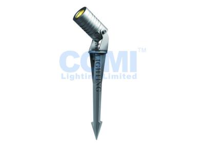 China 1 * 3W Energy Efficiency LED Landscape Spot Lights Silver Anodized Body With Spike for sale