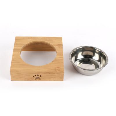 China Raised Pet Bowls for Puppies Bamboo Feeder Wooden Food Bowl for sale