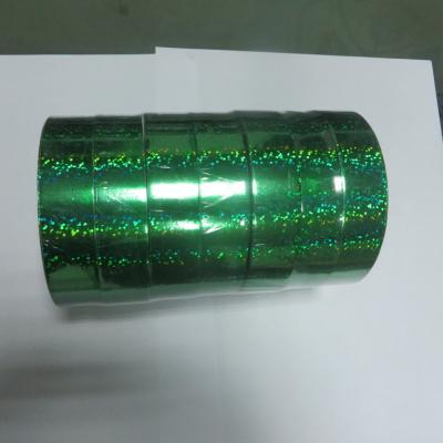 China 22mm x  50Y Green Laser Ribbon Roll In Holographic Materials Used Bird Frighten for sale