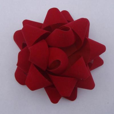 China Velvet Flocked Red Curly Ribbon Bow 6 Inch Diameter Big Size Star for sale