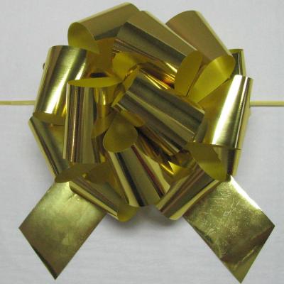 China Arco iridiscente/metálico del oro de 5 pulgadas de diámetro de Pom Pom de la cinta para el embalaje de la flor de la tarjeta del día de San Valentín en venta