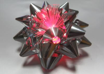 China 10CM Dia Metallic LED Ribbon Bow for gift decorations , Pink Blue Silver Star Bow for sale