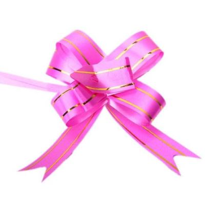China 10Pcs 5cm 2in Butterfly Style Golden Edge Pull Ribbon Bows Dark Pink for Gift Packing for sale
