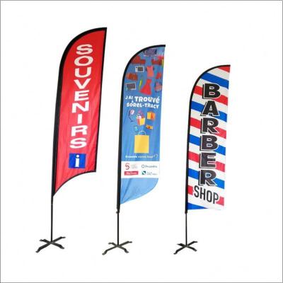 China 80x410cm Teardrop Custom Promotional Flags Dye Sublimation Printed for sale
