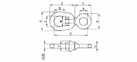 Quality Supplying Metal Parts Stainless Steel Double Eye Swivel Chain G-401 for sale