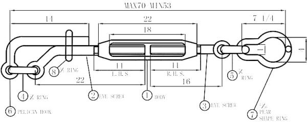 Quality Heavy Duty Stainless Steel Metric Decklashing Turnbuckles US Type Processing for sale