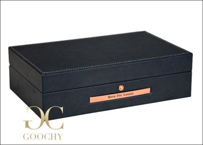 China Dark Blue Leather Watch Storage Case For 10 Stuhrling Watches for sale