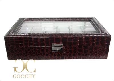 China Crocodile Brown Leather Watch Box / Watch And Jewelry Box For Men for sale
